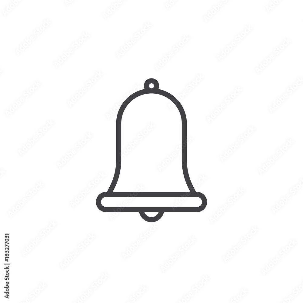 Alarm bell line icon, outline vector sign, linear style pictogram isolated on white. Notification symbol, logo illustration. Editable stroke Alarm bell line icon, outline vector sign, linear style pictogram isolated on white. Notification symbol, logo illustration. Editable stroke