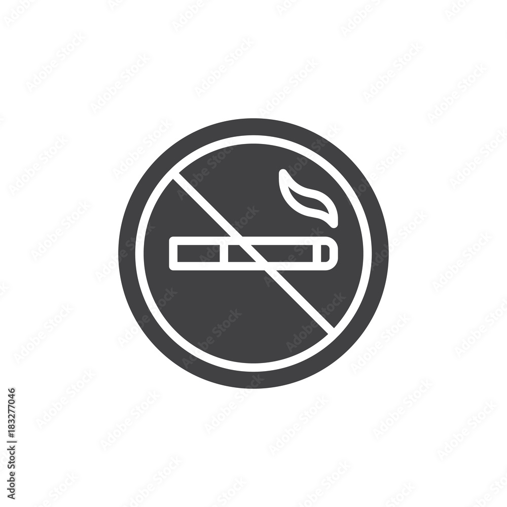 No smoking cigarette icon vector, filled flat sign, solid pictogram isolated on white. Symbol, logo illustration. No smoking cigarette icon vector, filled flat sign, solid pictogram isolated on white. Symbol, logo illustration.