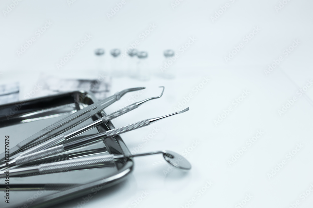 Selective focus Set of dental tools for teech care . Selective focus Set of dental tools for teech care .
