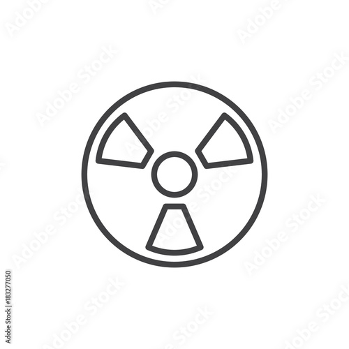 Radiation line icon, outline vector sign, linear style pictogram isolated on white. Danger nuclear energy symbol, logo illustration. Editable stroke