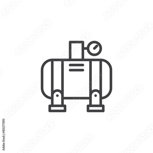 Air compressor line icon, outline vector sign, linear style pictogram isolated on white. Symbol, logo illustration. Editable stroke