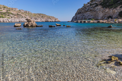 The Anthony Quinn beach was made famous by the film The Guns of Navarone that was filmed here. Rhodes, Greece. photo