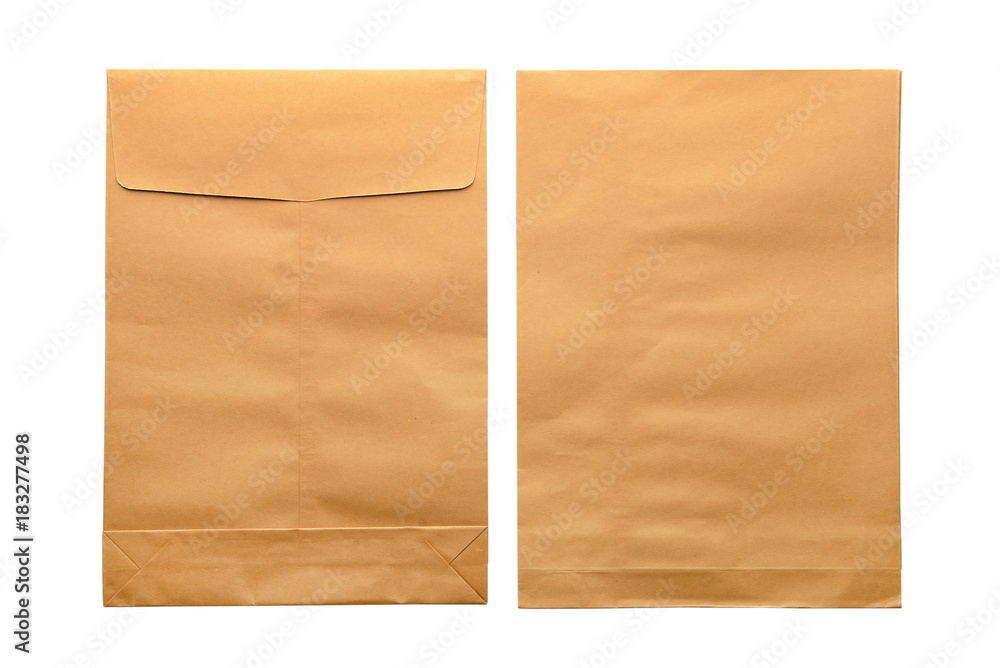 Brown envelope document isolated on white background