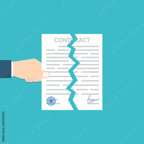 Cancellation or Terminated contract. Disagreement consept. Vector illustration.