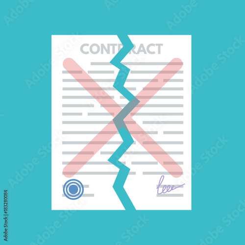 Cancellation or Terminated contract. Disagreement consept. Vector illustration.