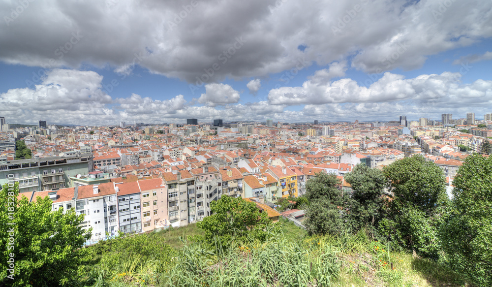 Panoramic view of central Lisbon, Portugal