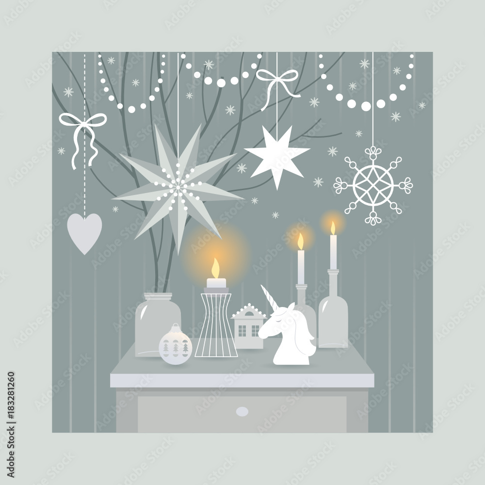 Christmas decorating , vector illustration Christmas decorating , vector illustration