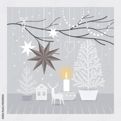 Christmas decorating , vector illustration