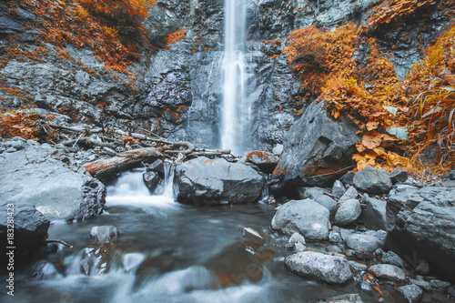 Soft autumn landscape view of Maral Waterfall