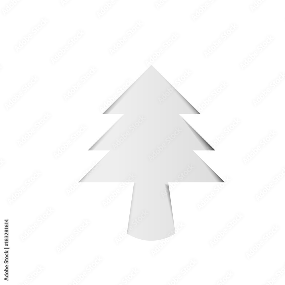Christmas tree white paper with shadow Christmas tree white paper with shadow