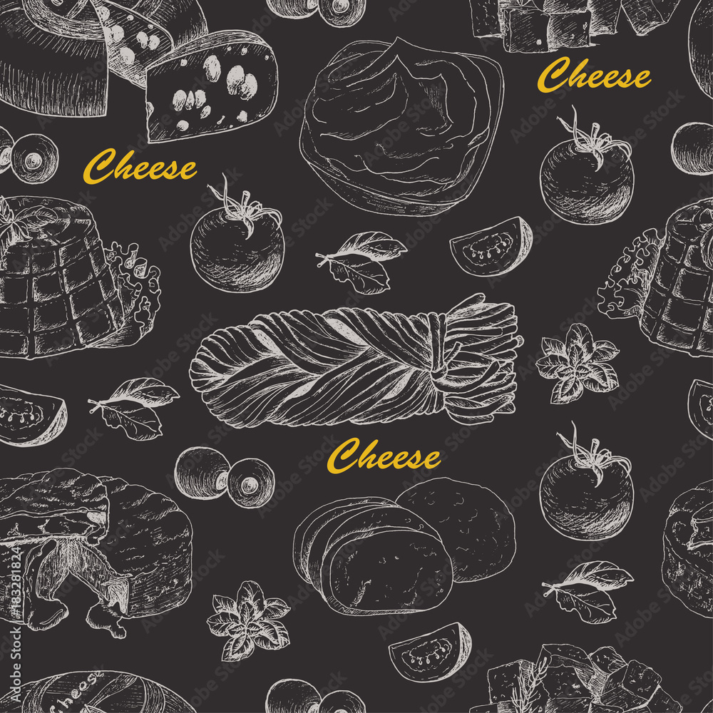 Vector pattern with cheese products