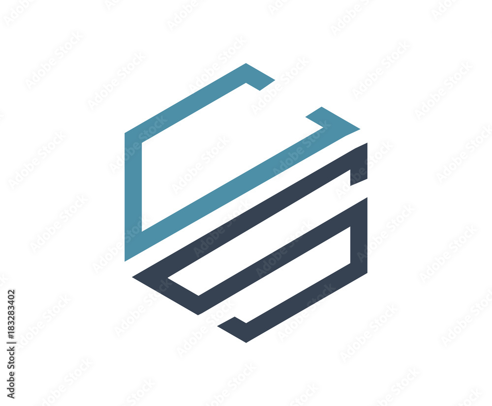 Line Art Hexagon Initial Letter CS Symbol Logo Line Art Hexagon Initial Letter CS Symbol Logo