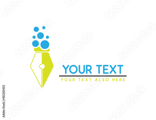 pen and bubble creative logo design illustration