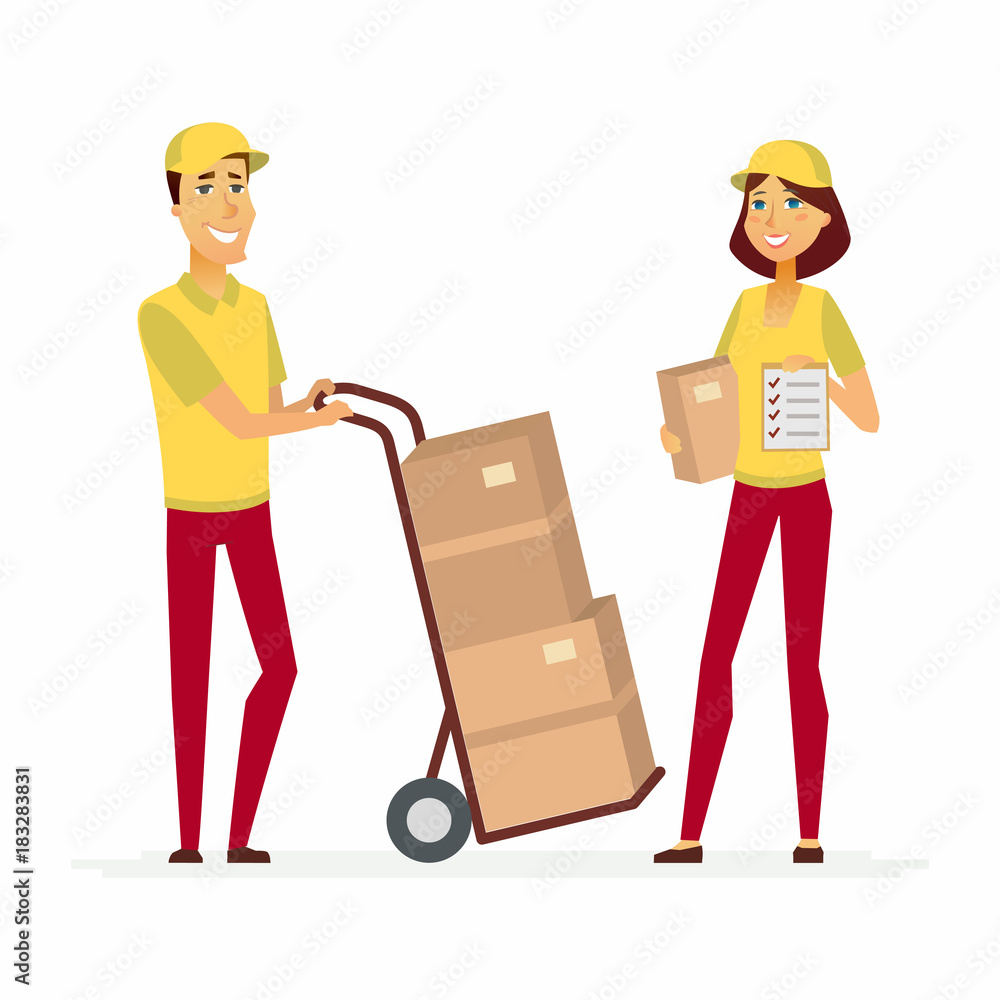 Delivery service workers - cartoon people characters illustration Delivery service workers - cartoon people characters illustration