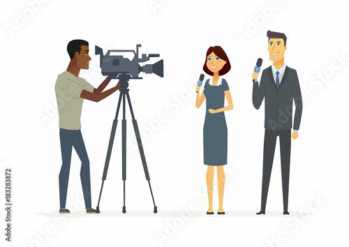 TV presenters - cartoon people characters illustration