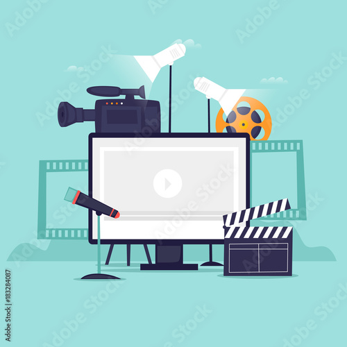 Video recording. Flat design vector illustration