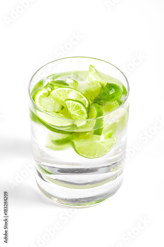 Glass with Water on White Background