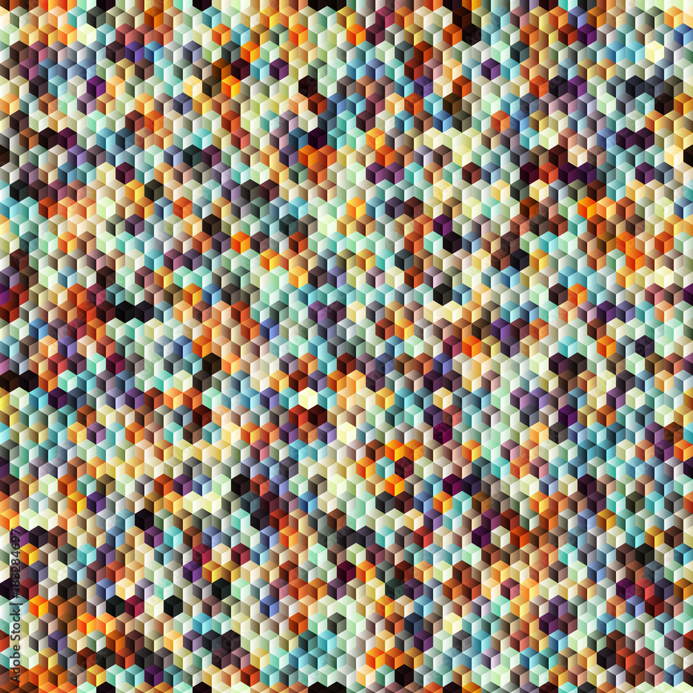 Fototapeta premium Seamless background. Abstract cubes geometric pattern in lowpoly style.