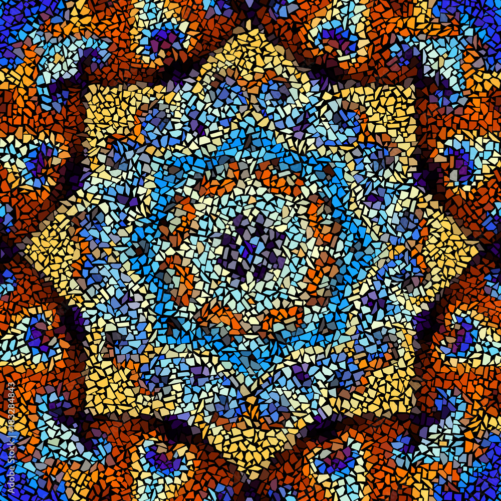 Seamless background pattern. Irregular decorative geometric mosaic art tile pattern from uneven broken pieces. Seamless background pattern. Irregular decorative geometric mosaic art tile pattern from uneven broken pieces.