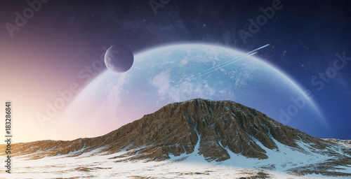 Fototapeta Naklejka Na Ścianę i Meble -  Exoplanets in space 3D rendering elements of this image furnished by NASA