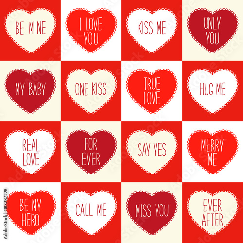 Cute retro seamless Valentines Day pattern with hearts