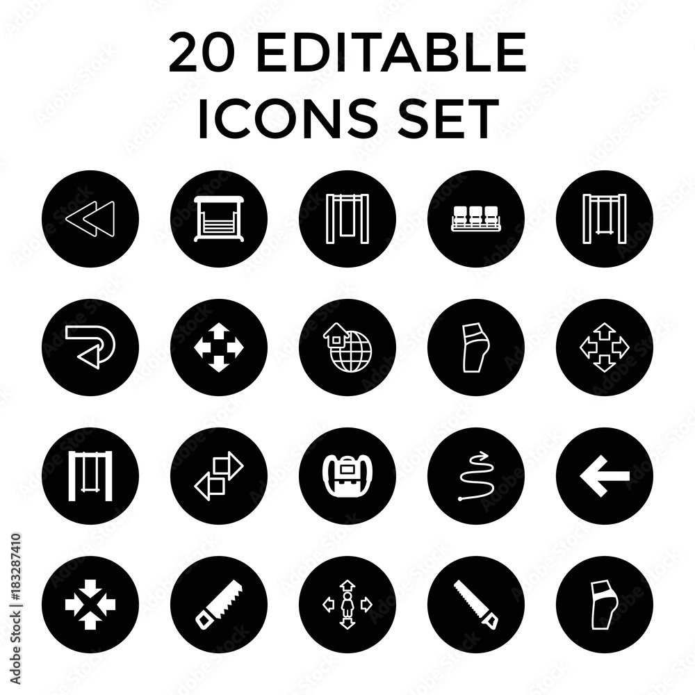 Back icons. set of 20 editable filled and outline back icons Back icons. set of 20 editable filled and outline back icons