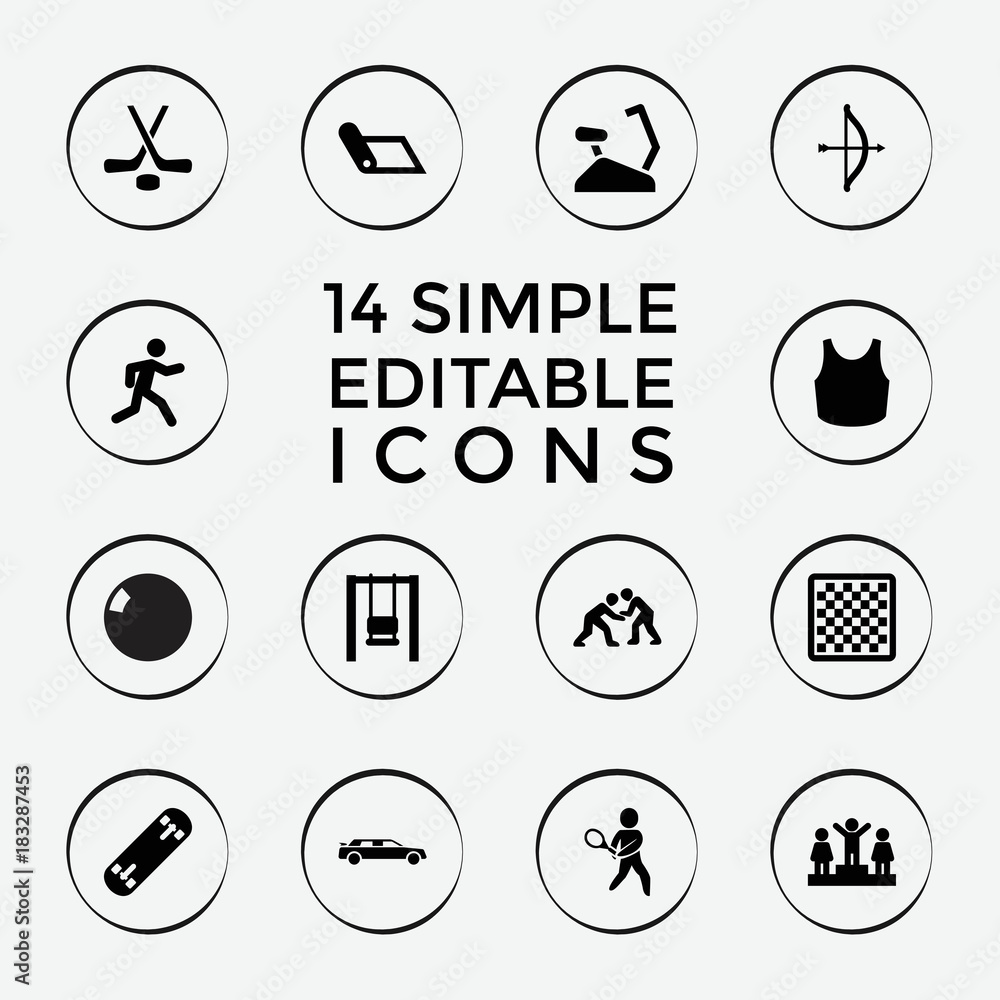 Set of 14 sport filled icons Set of 14 sport filled icons