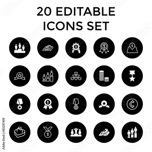 Gold icons. set of 20 editable filled and outline gold icons