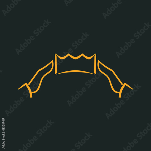 Hands holding crown symbol. Used for logo