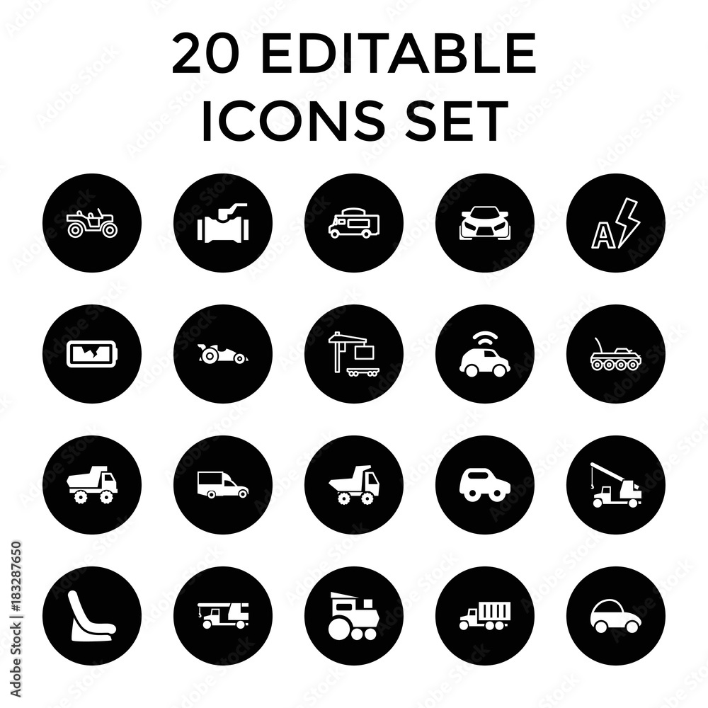 Auto icons. set of 20 editable filled and outline auto icons Auto icons. set of 20 editable filled and outline auto icons