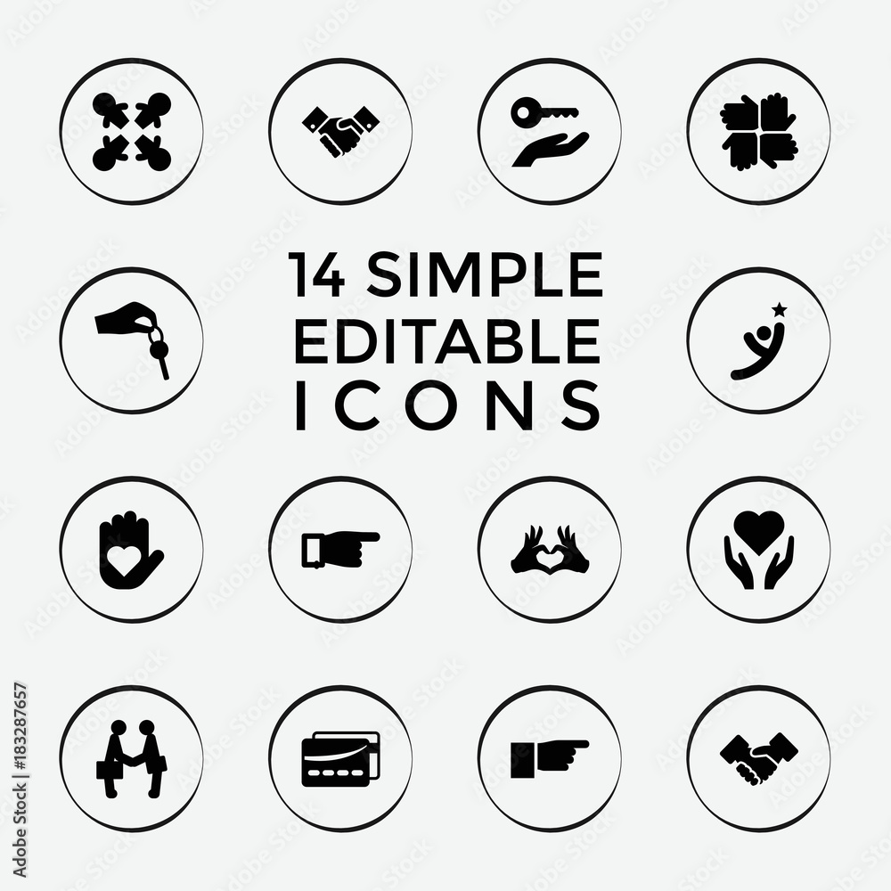 Set of 14 hands filled icons Set of 14 hands filled icons