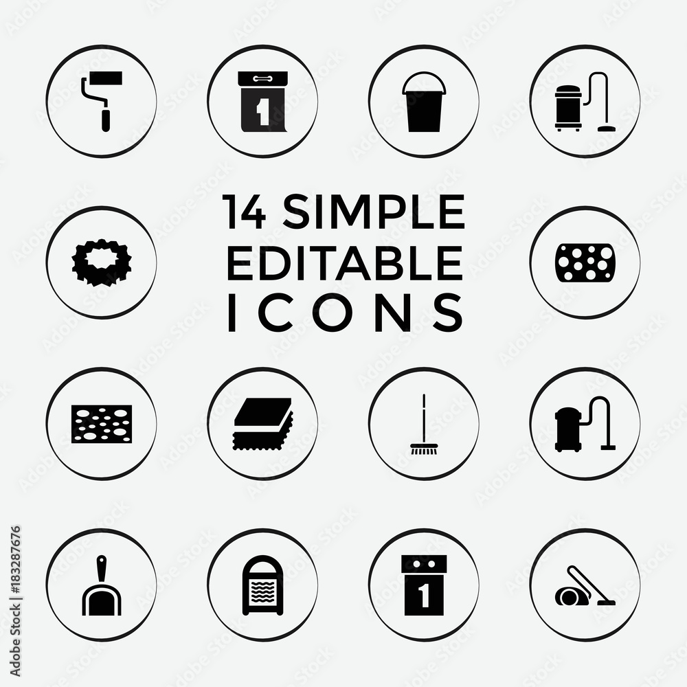 Set of 14 housework filled icons