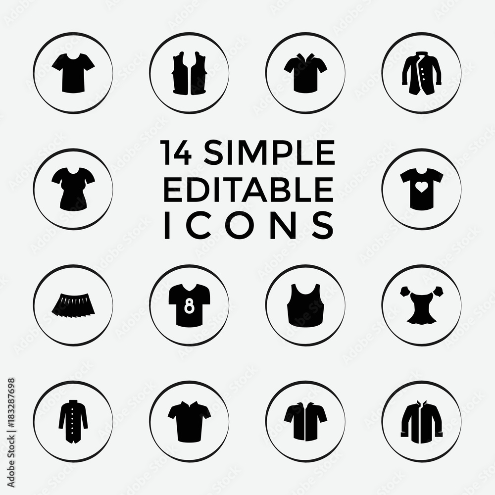 Set of 14 shirt filled icons