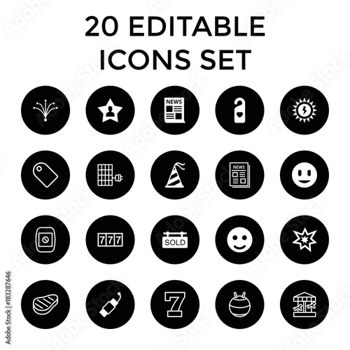 New icons. set of 20 editable filled and outline new icons