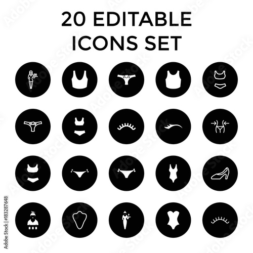 Sexy icons. set of 20 editable filled and outline sexy icons