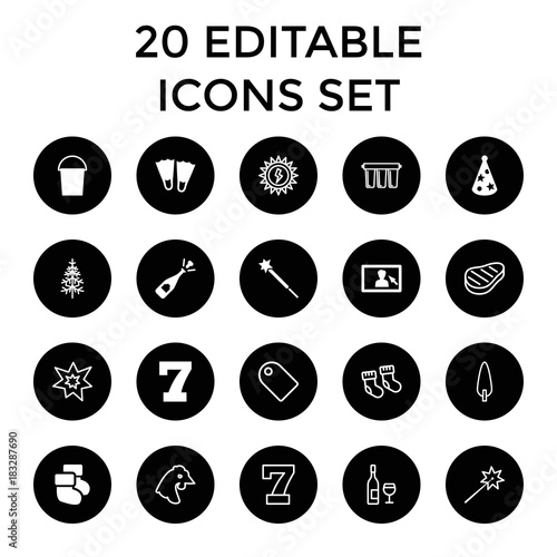 New icons. set of 20 editable filled and outline new icons