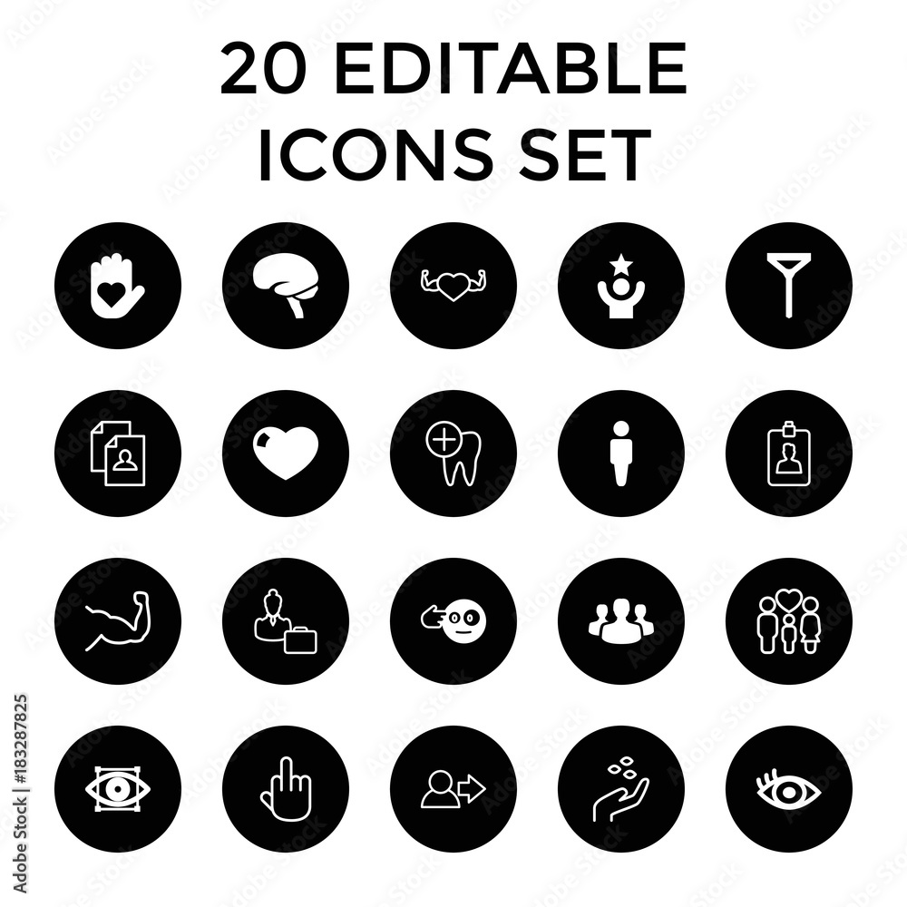 Human icons. set of 20 editable filled and outline human icons Human icons. set of 20 editable filled and outline human icons