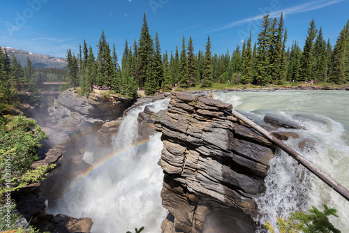 Beautiful view of Athabasca Falls in Jasper National Park, Alberta, Canada.  photo