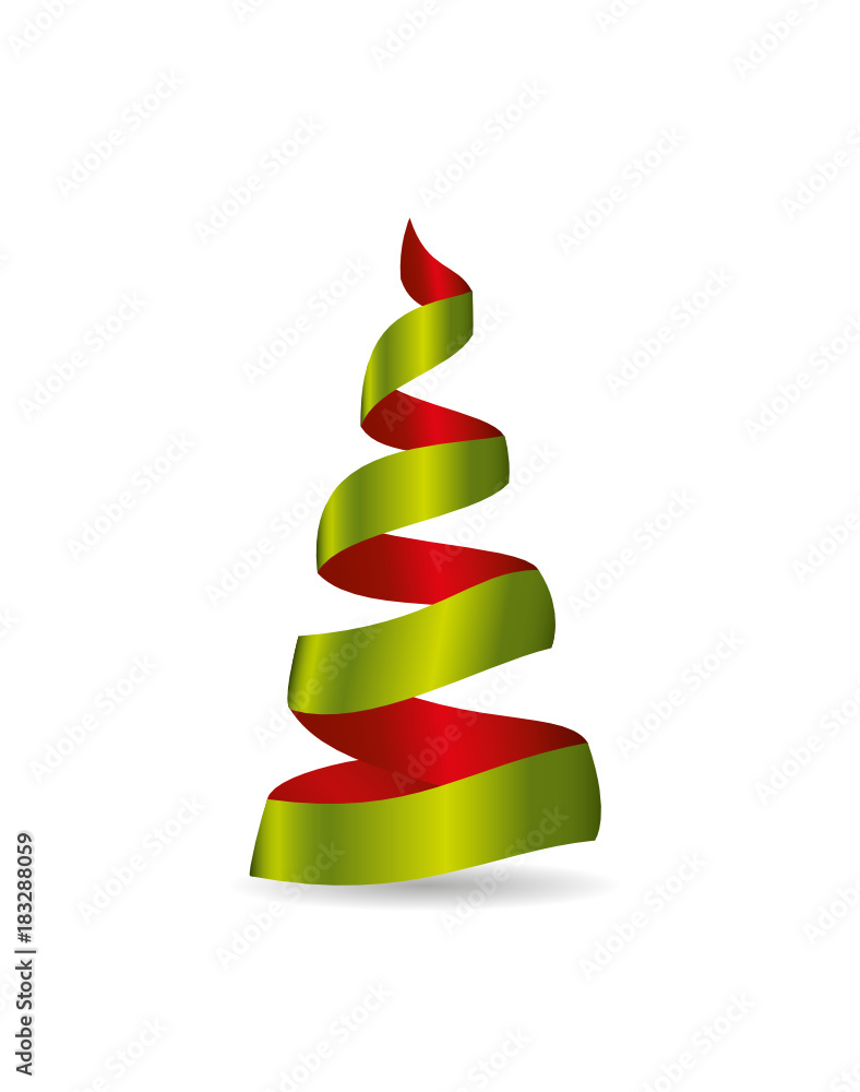 Christmas tree of green and red ribbon. Vector. Greeting card Christmas tree of green and red ribbon. Vector. Greeting card