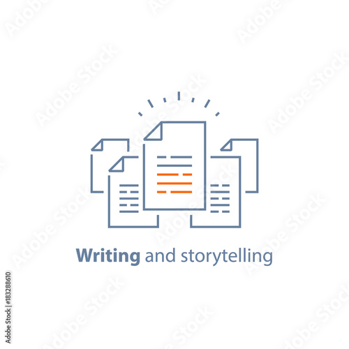 Contract terms and conditions, document paper, writing and storytelling concept, brief summary