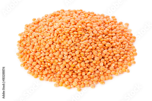 Heap of raw red, dried  lentils