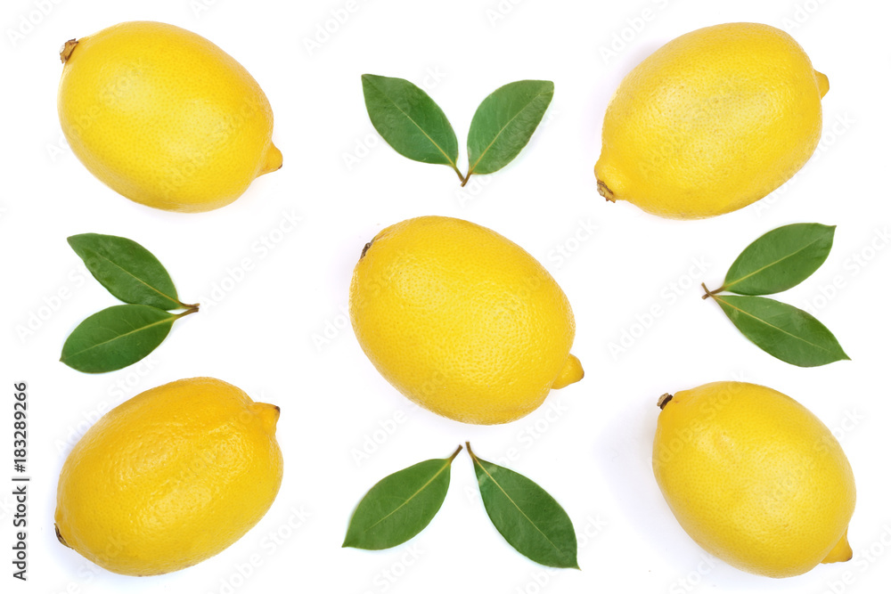 lemon isolated on white background. Flat lay, top view lemon isolated on white background. Flat lay, top view