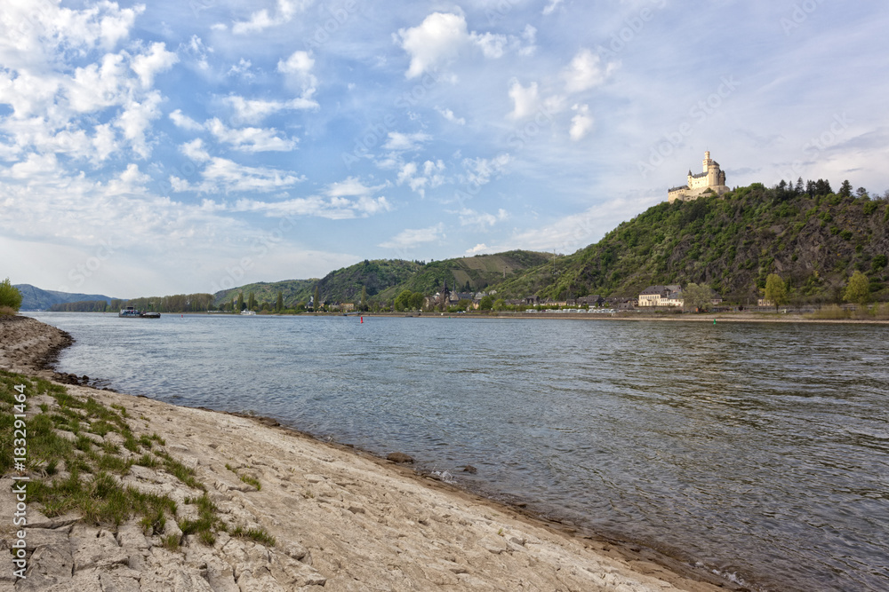 Middle Rhine valley with Marksburg castle