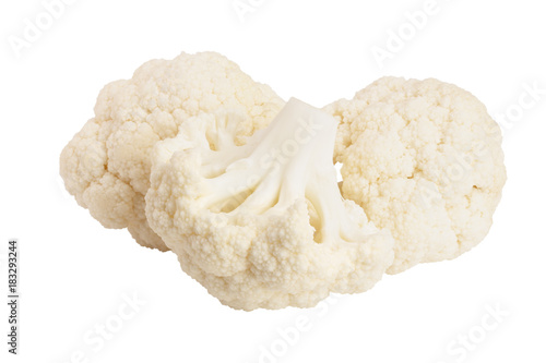 Piece of cauliflower isolated on white background macro. With clipping path