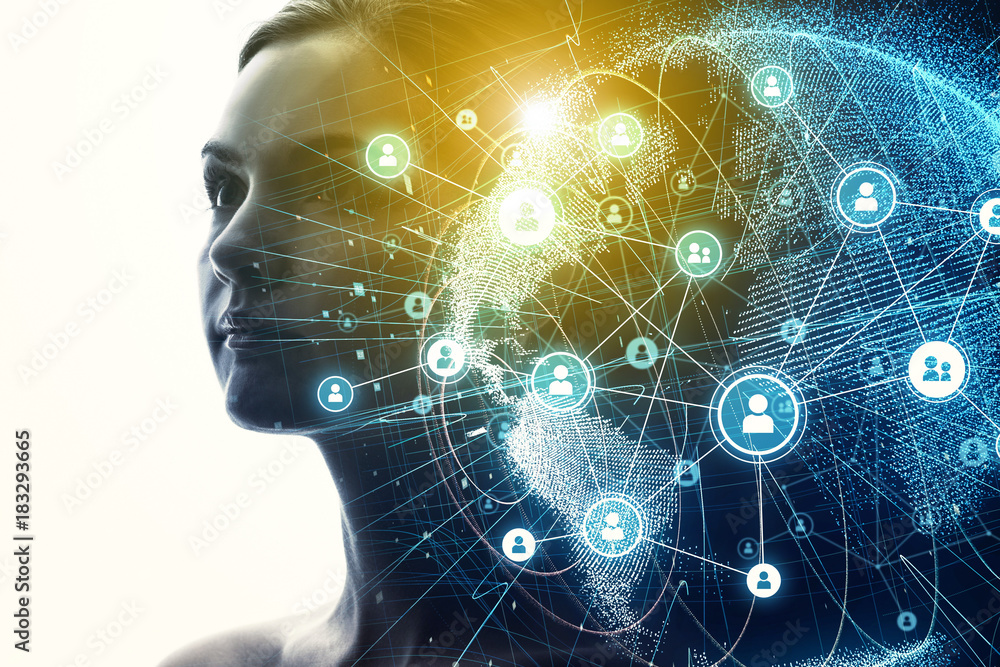 Global communication network and AI (Artificial Intelligence) concept. Global communication network and AI (Artificial Intelligence) concept.