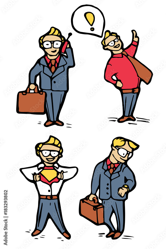 Businessman cartoon icons set Businessman cartoon icons set