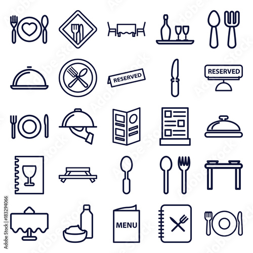 Set of 25 dining outline icons