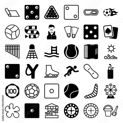 Set of 36 leisure filled and outline icons
