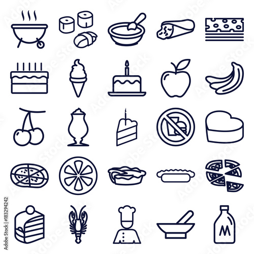 Set of 25 delicious outline icons