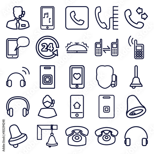 Set of 25 call outline icons
